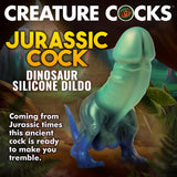 Jurassic Cock Dinosaur Silicone Dildo - Green/Blue
