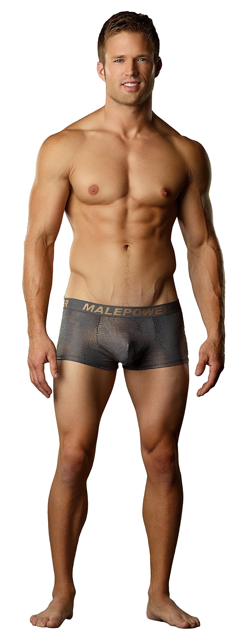 Male Power Croc Foil Mini Pouch Short Small  GreyGold