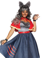 6 Pc Teen Wolf, Includes Fur Trimmed Swing Dress With Slash Accent, Detachable Clear Straps, Belt, Letterman Jacket Capelet, Fur