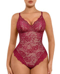 FeelinGirl Shapewear for Women Bodysuit Tummy Control Body Shaper V-neck Body Shaper Tank Top Body Suits Dark Red XL