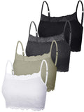 New 4 Pieces Womens Lace Cami Stretch Lace Half Cami Breathable Lace Bralette Top for Women Girls (Black, White, Large)