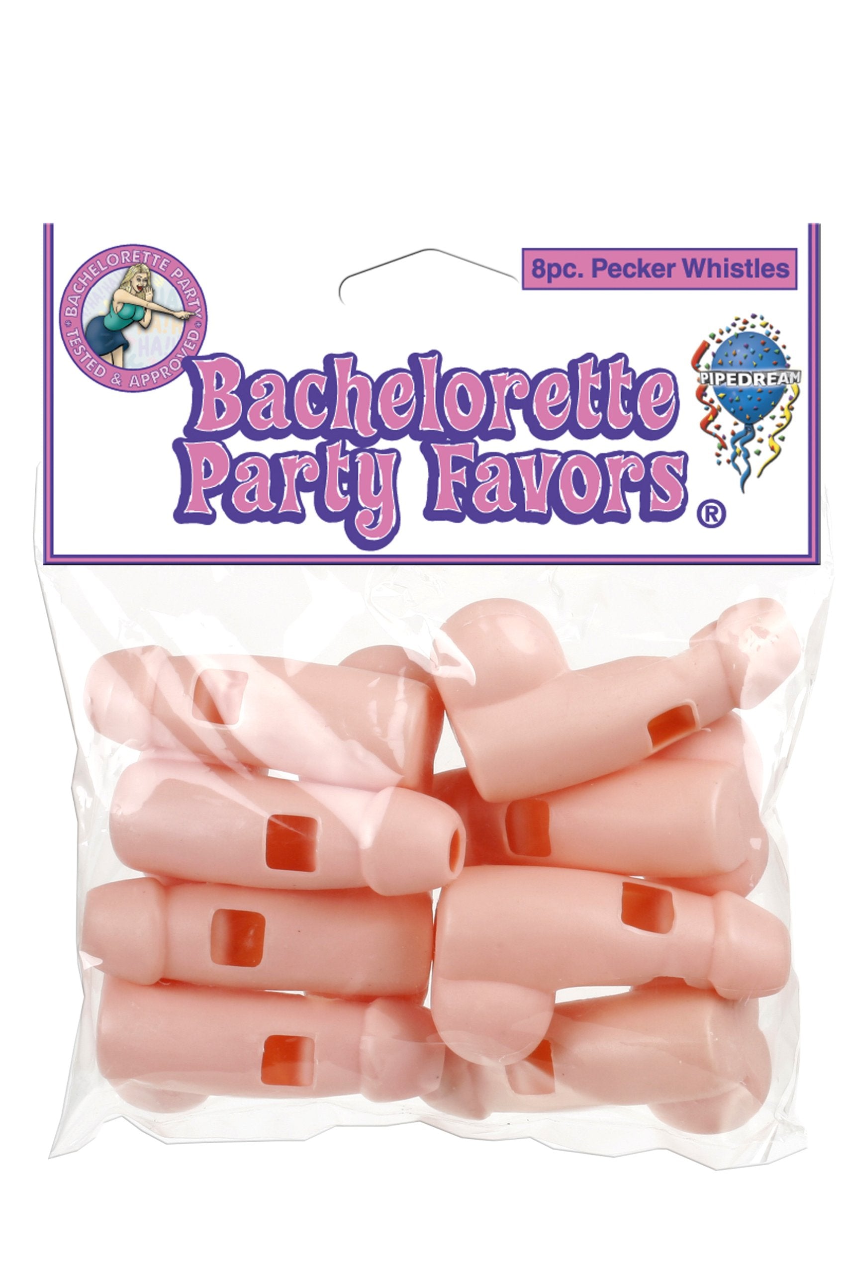 Pipedream Bachelorette Party Pecker Whistles 8 Pack, Flesh