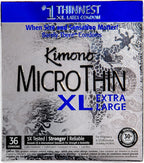 Kimono MicroThin XL, Ultra-Thin Lubricated Condoms, Natural Latex, Vegan-Friendly, No Latex Odor, Extra Thin, Widest-Base - Enha
