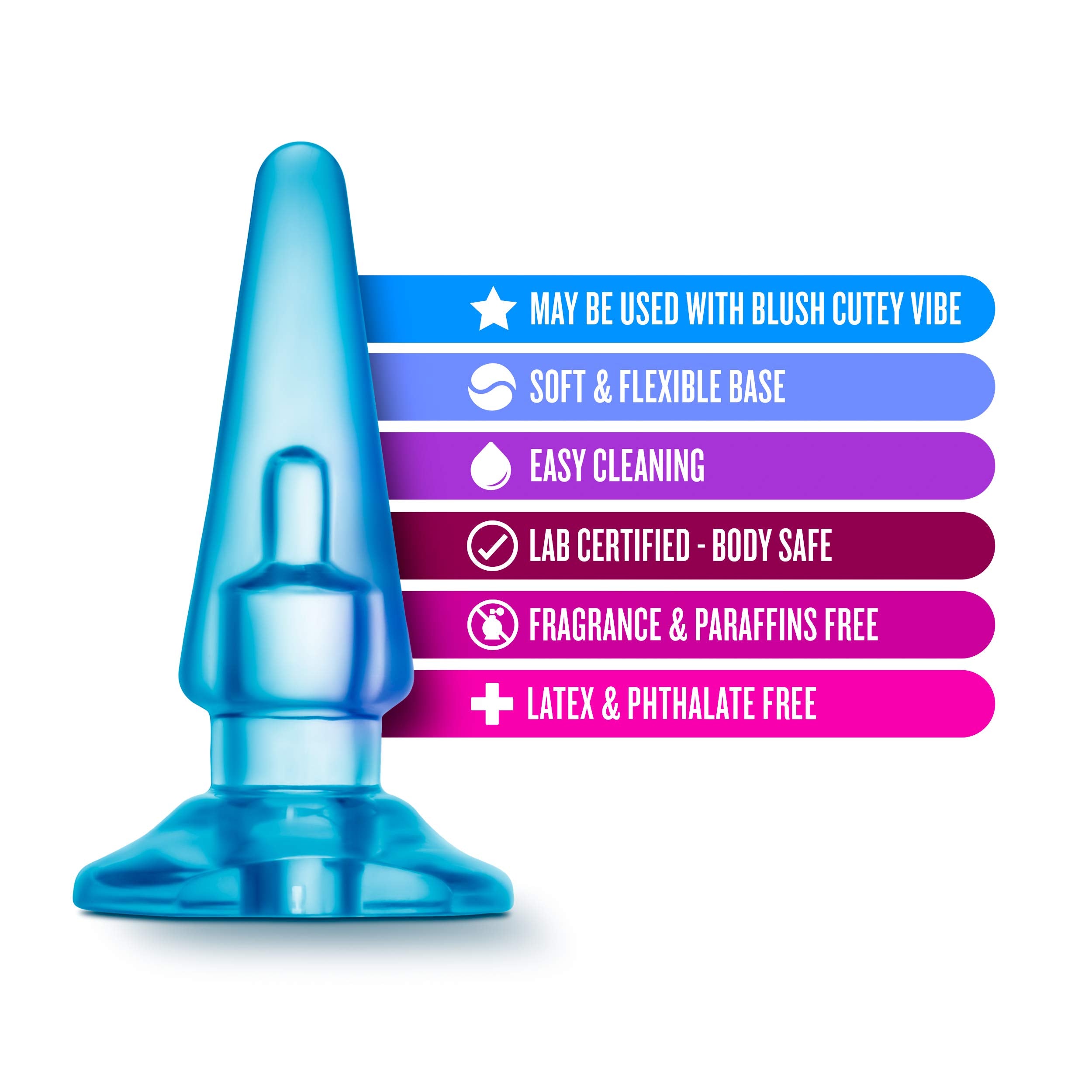 Blush B Yours Basic Anal Plug - Tapered Tip For Easy Insertion - Base Anchors Plug Safely Outside The Body - 4 Inch Length And 1