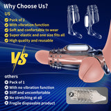 Pramtme Penis Sleeve Vibrating Cock Ring (Pack of 2), Adult Sex Toys for Men, Reusable Cock Sleeve Couple Vibrator, Delay Ejacul