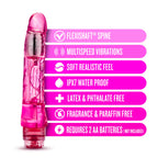 Blush Mambo Vibe - 9 Inch Long Soft Realistic Feel Vibrating Dildo - Slim 1.4'' Multi Speed Flexible Vibrator - Ipx7 Waterproof