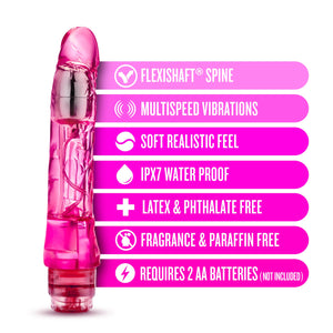 Blush Mambo Vibe - 9 Inch Long Soft Realistic Feel Vibrating Dildo - Slim 1.4'' Multi Speed Flexible Vibrator - Ipx7 Waterproof