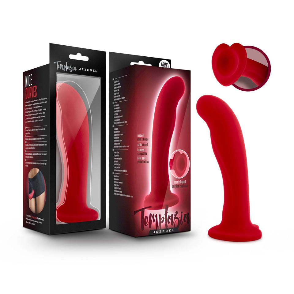 Blush Novelties Temptasia Jezebel - 6 Inch Platinum Puria Silicone Ultrasilk Smooth Satin Feel G Spot Dildo - 1.5'' Wide - Strap