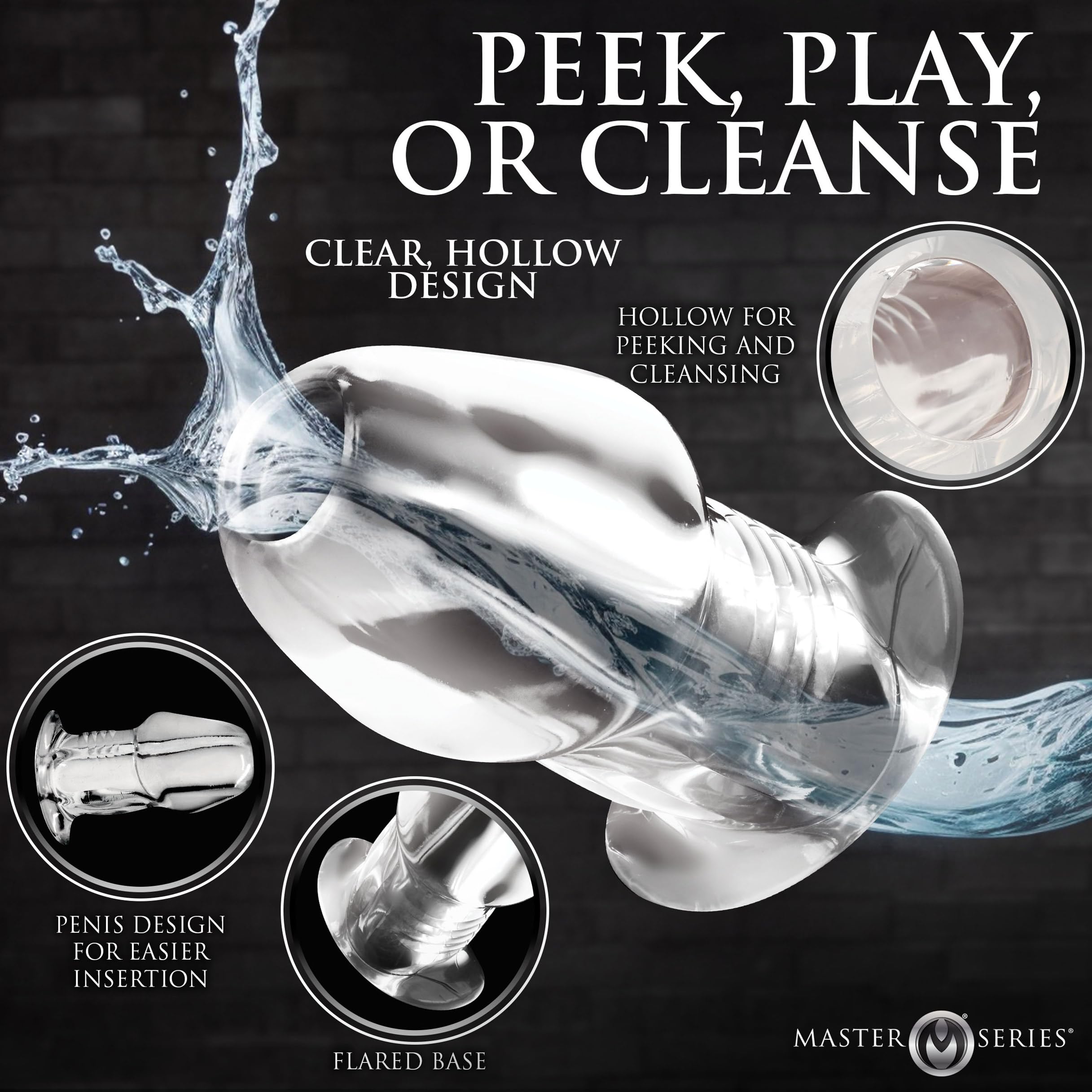 Master Series Dicked Clear Hollow Plug L