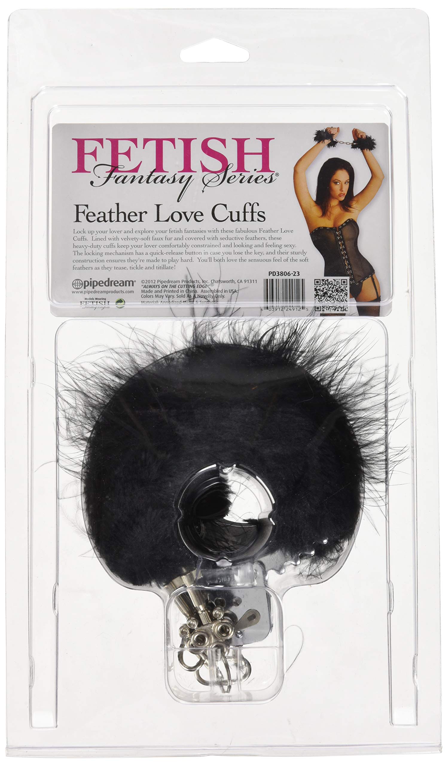 Fetish Fantasy Feather Love Cuffs, Black