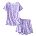 PNAEONG Women Cotton Sleepwear Short Sets Tank&Short Pajamas Sets XTSY208-S Purple -2XL