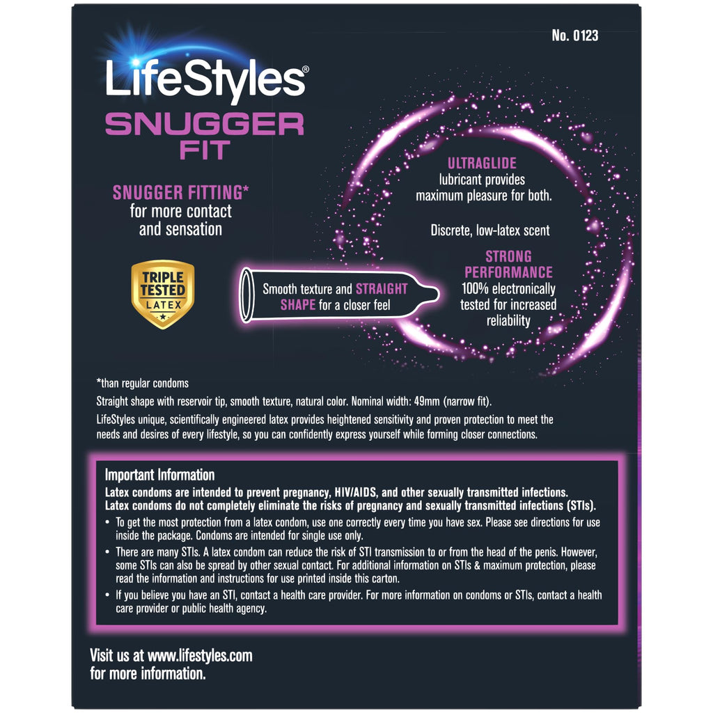 Lifestyles Snugger Fit Natural Rubber and Lubricated Latex Condoms Value Pack, 25 Count, 1 Pack, Triple Tested for Best Protecti