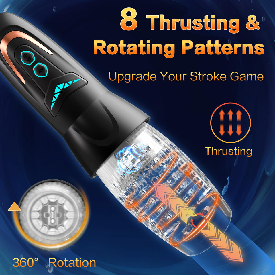 Automatic Male Masturbator Sex Toy with 10 Vibration, 8 Thrusting & Rotating Patterns, Male Sex Toys for Men, Penis Pump Male St
