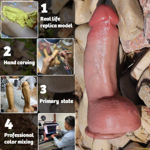 7.24 Inch Reproduction Real Silicone Dildo,Huge Soft Realistic Dildos, Thick Penis for G-Spot, Suction Cup for Hands-Free Fun wi