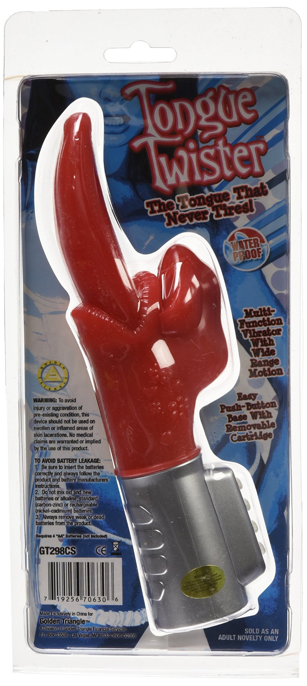 Golden Triangle Tongue Twister Vibrator, Red (Ugt298)