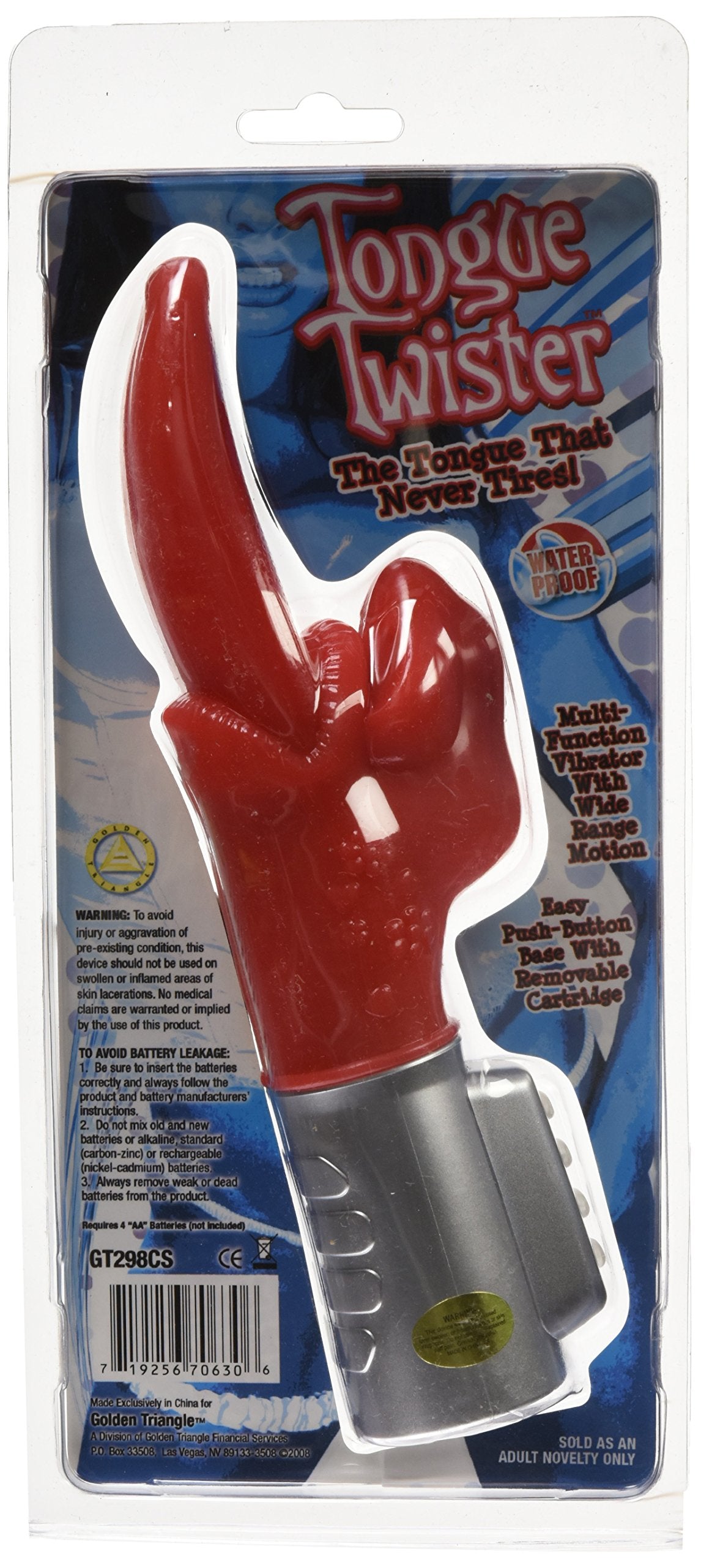 Golden Triangle Tongue Twister Vibrator, Red (Ugt298)
