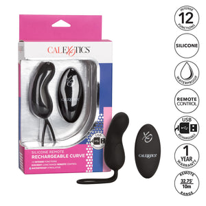 Calexotics 12-Function Waterproof Silicone Remote Rechargeable Curve Massager Vibrator, Black