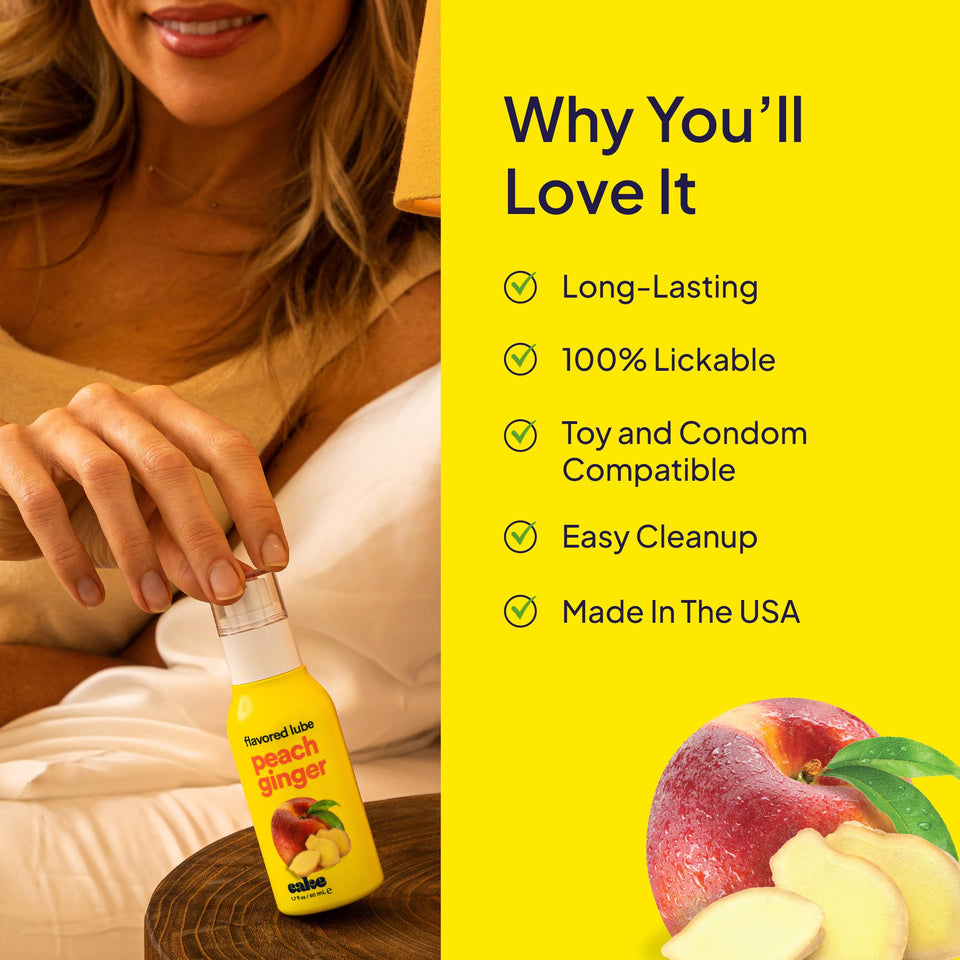 Hello Cake Peach Ginger Flavored Personal Lubricant - Water-Based Lube - No Aftertaste, Easy Clean-Up - Vegan, Sugar-Free, Glute