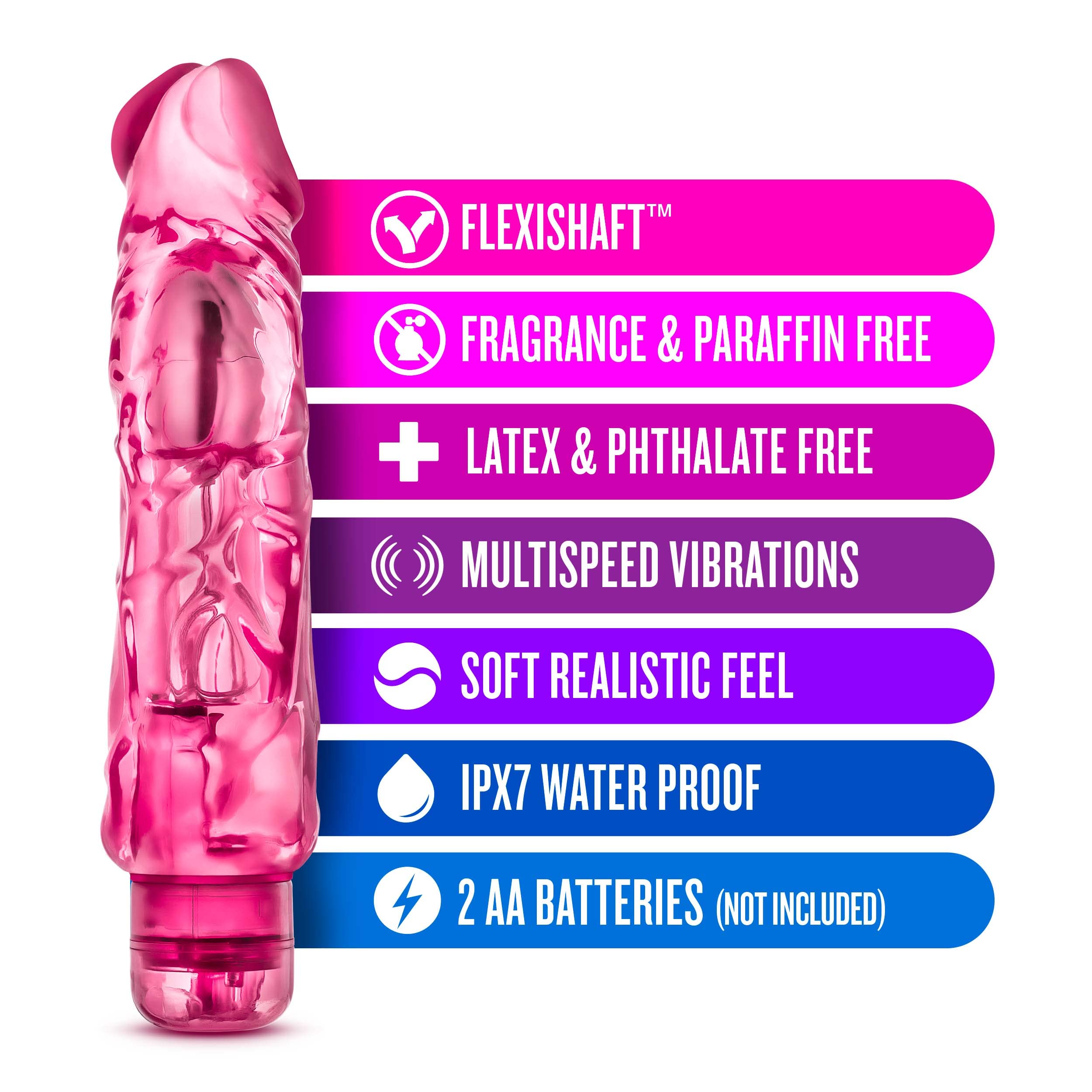 Blush Wild Ride - 9'' Long Soft Large 2'' Thick Realistic Vibrating Dildo - Multi Speed Powerful Vibrator - Ipx7 Waterproof - Bo