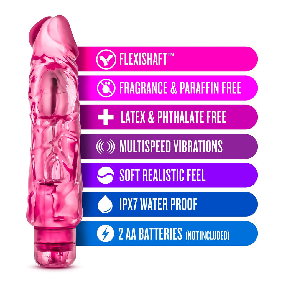 Blush Wild Ride - 9'' Long Soft Large 2'' Thick Realistic Vibrating Dildo - Multi Speed Powerful Vibrator - Ipx7 Waterproof - Bo