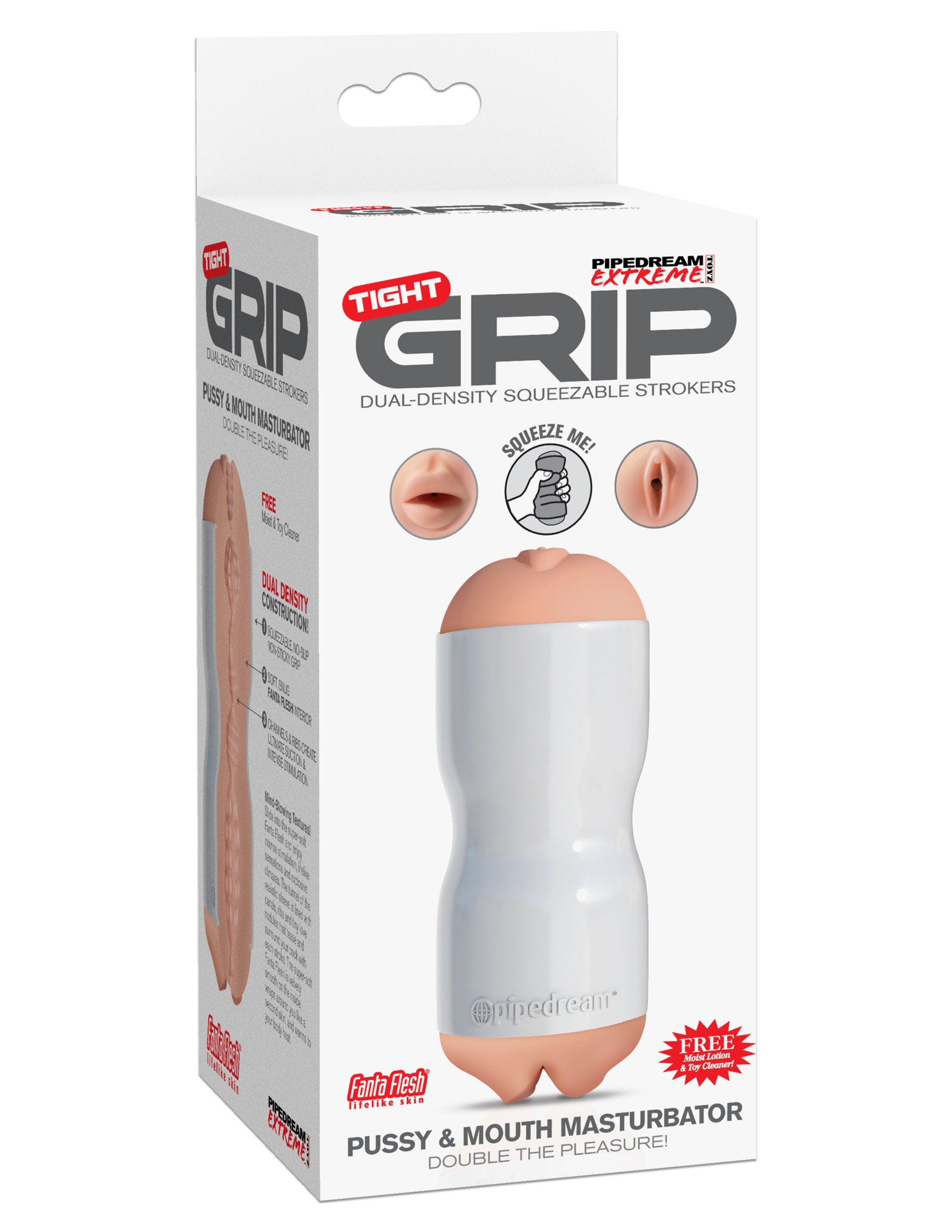 Pipedream Extreme Toyz Tight Grip Pussy and Mouth Masturbator, White, 1 Pound