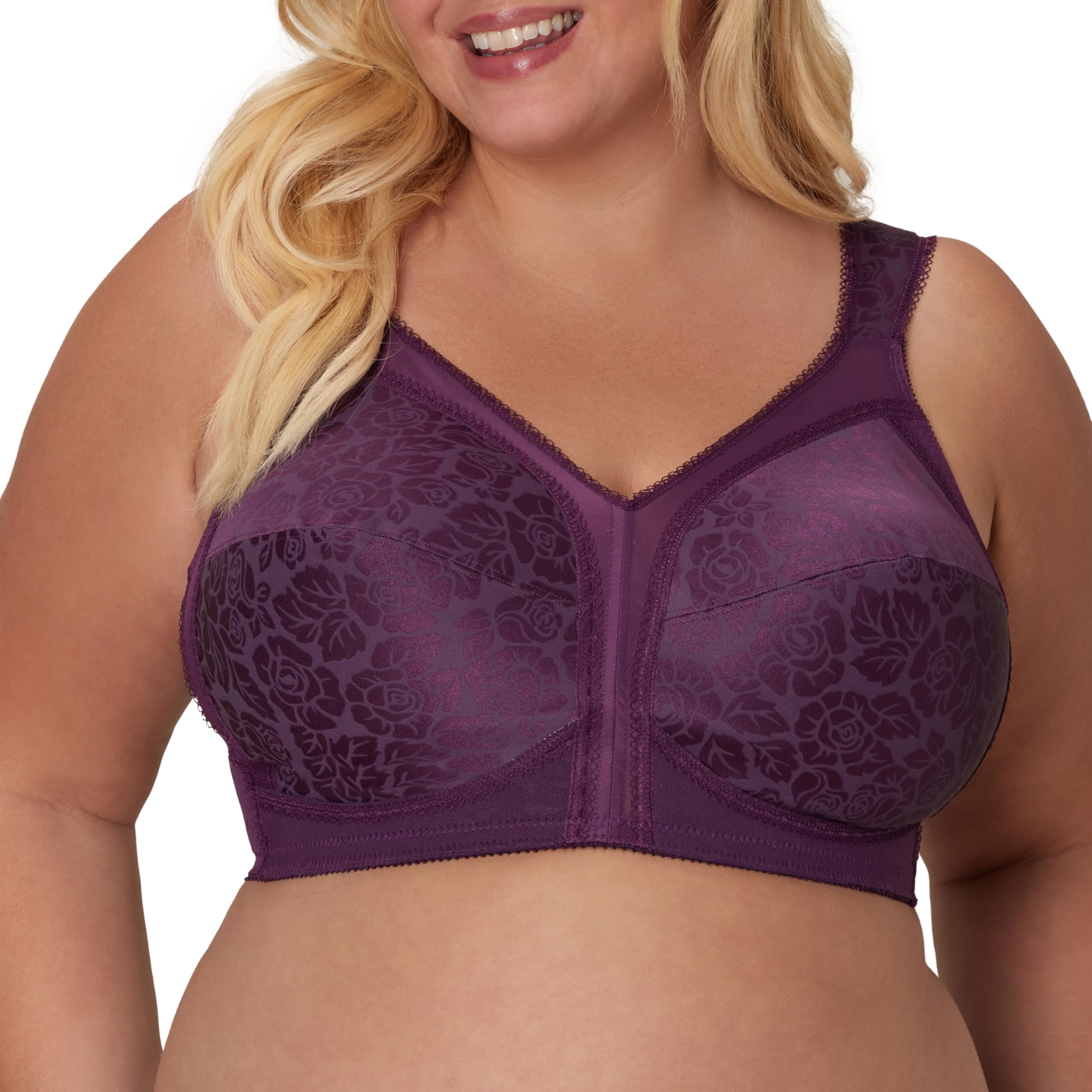 PLAYTEX Womens 18 Hour Comfort-strap Wireless Bra, Full-coverage With 4-way Trusupport, Single & 2-pack Bras, Plum Majestic, 42D