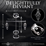 MASTER SERIES Tower of Pain Nipple Clamps for Women & Couples. Stainless Steel and Acrylic. Clover-Style Clamps and Adjustable H