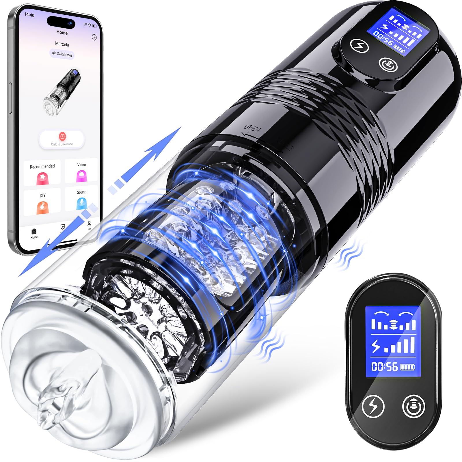 EORONE Male Sex Toy for Men Male Masturbator - Sex Toys for Men Adult Toys with 10 Vibrating & 6 Thrusting, Male Mens Sex Toys P