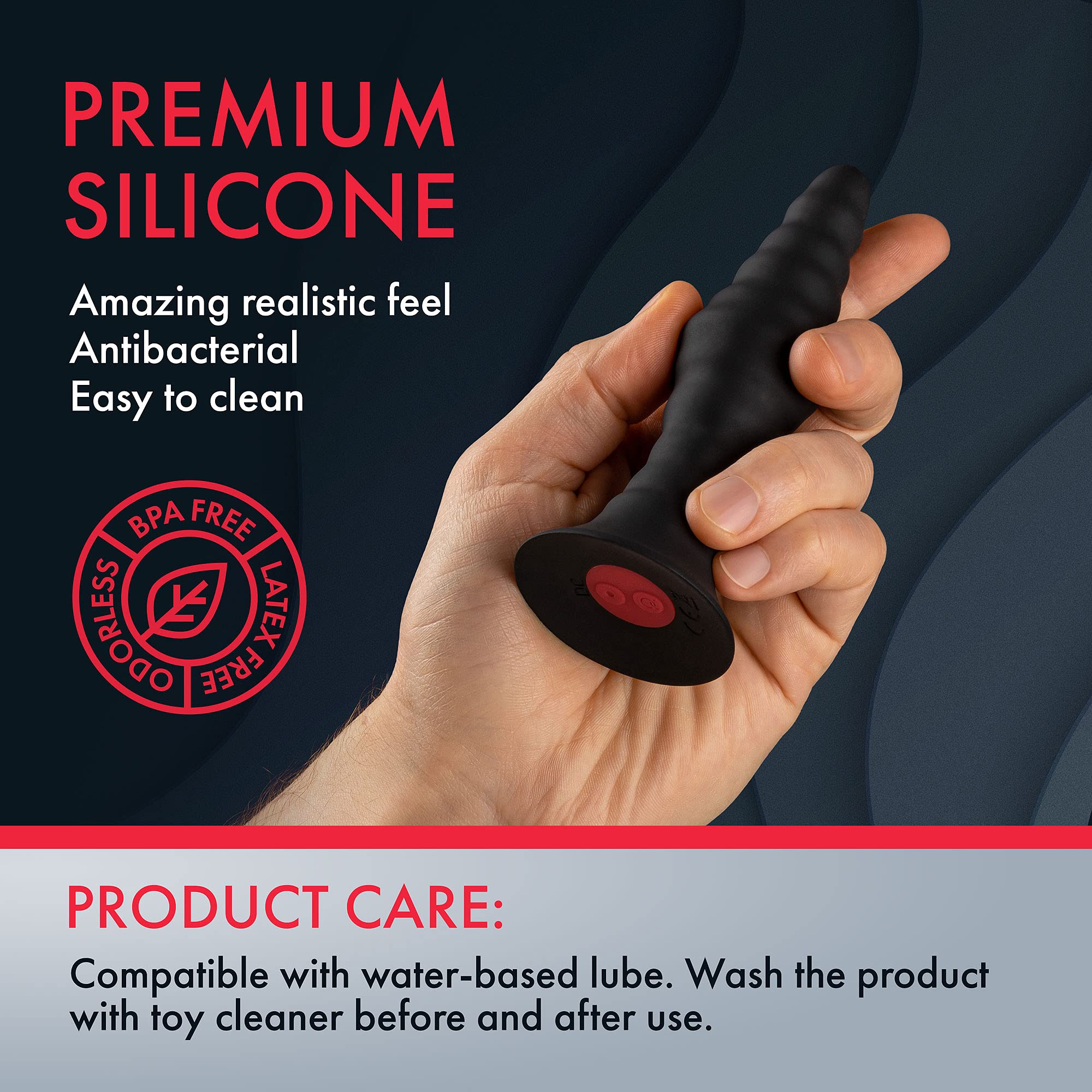 Forto Vibe Ribbed Plug W/Remote Sm Blk