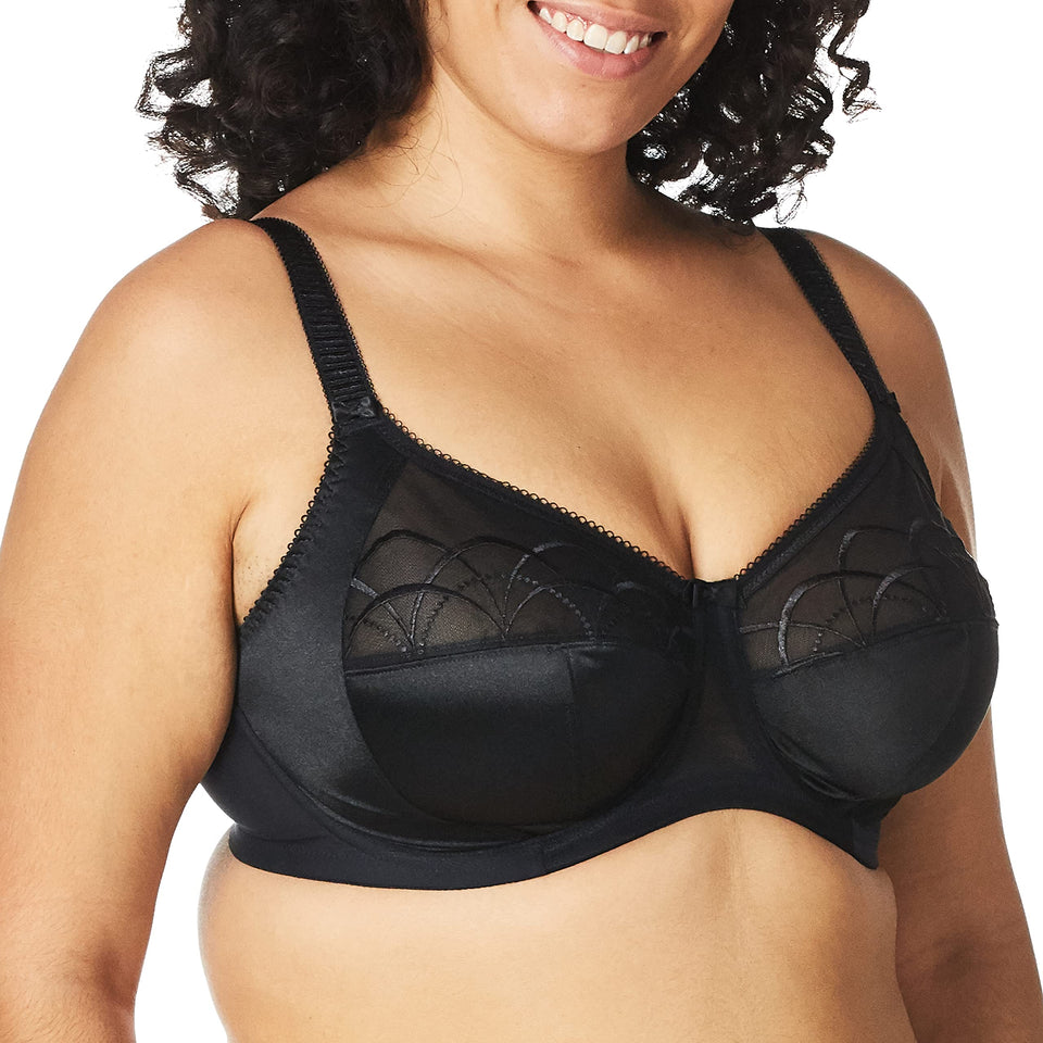 Elomi Cate Embroidered Full Cup Banded Underwire Bra (4030),40H,Black
