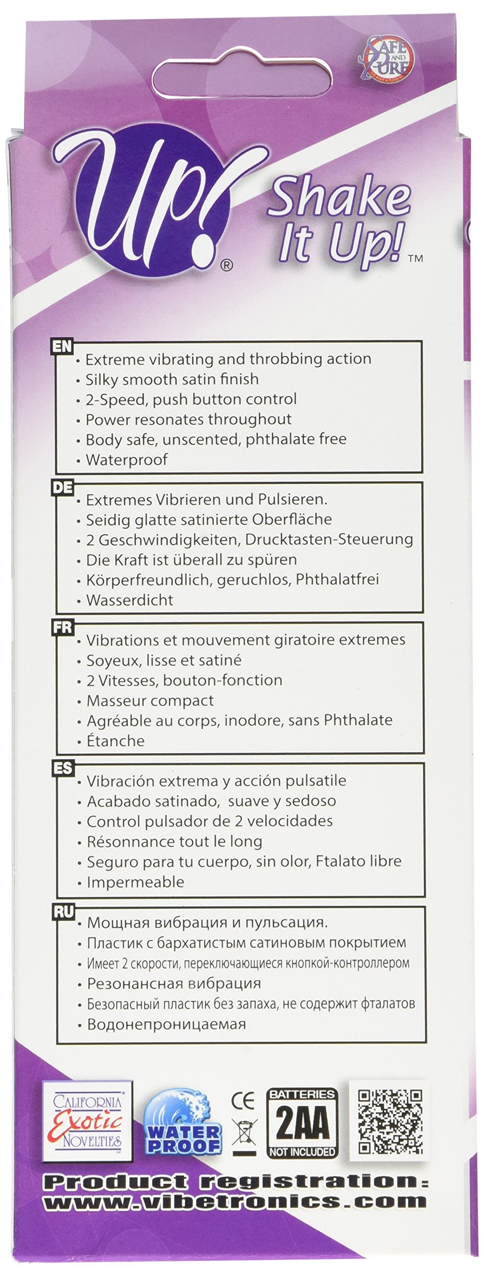 California Exotics Up Shake It Up Power Packed Gyrating Massager Vibe Waterproof, Purple, 7 Inch