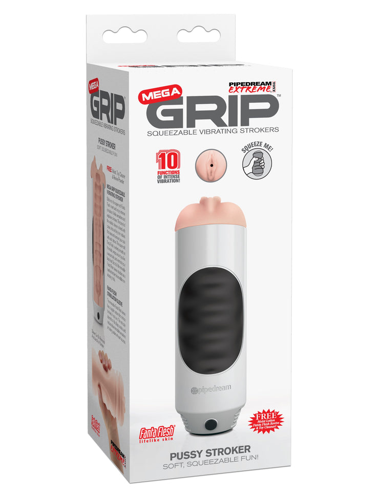 Pipedream Extreme Toyz Mega Grip Vibrating Pussy Stroker, 1 Pound