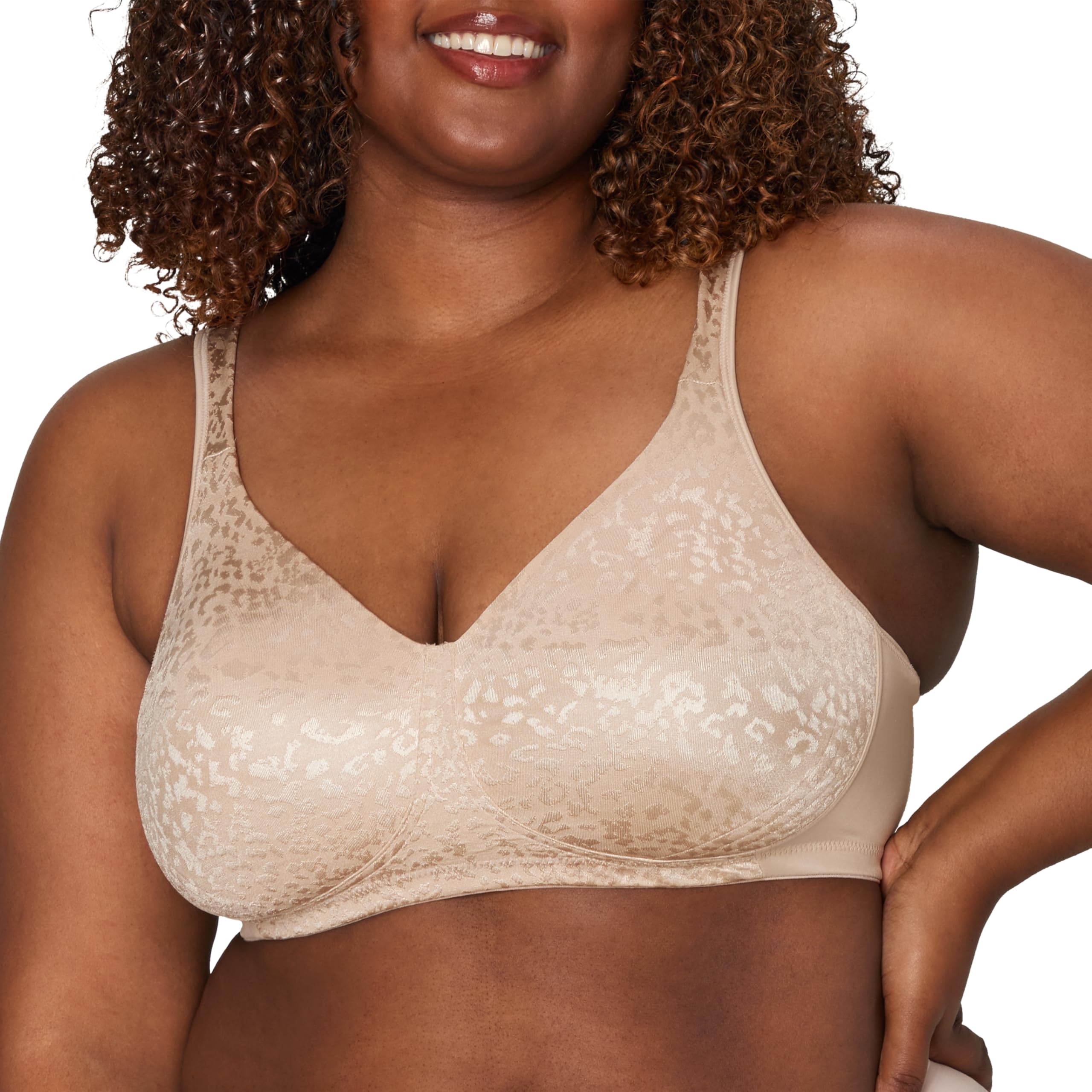 Playtex Womens 18-Hour Ultimate Lift Wireless Full-Coverage Bra, Single or 2-Pack, Almond Animal