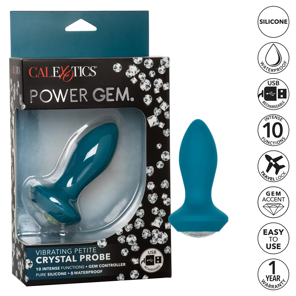 Calexotics Power Gem Vibrating Petite Crystal Probe - Blue