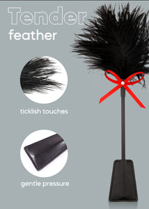 Sex Tickler for Adults Bedroom, Feather Tickler for Spanking and Play, Adjustable Satin Sex Blindfold Mask Red 59'' Set