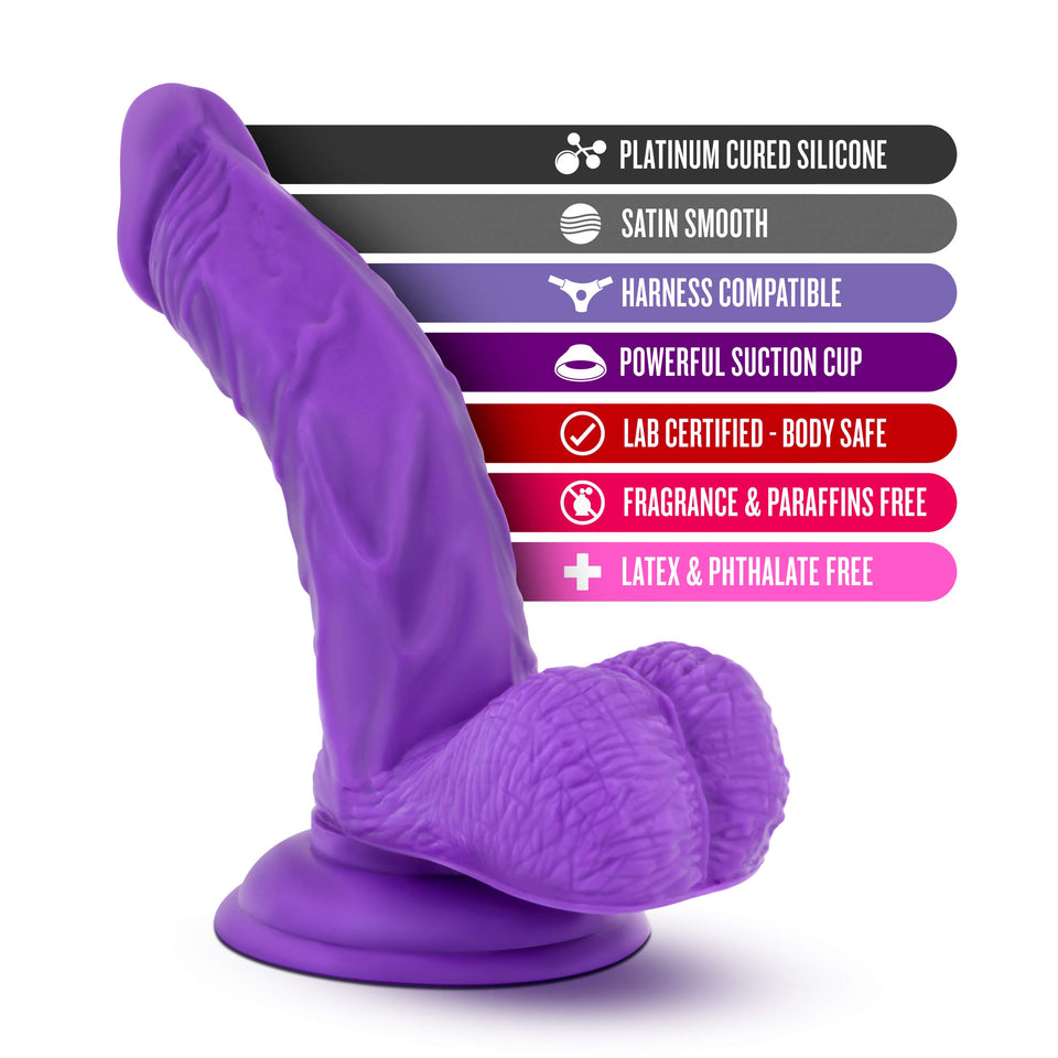 7'' Realistic Bright G Spot Stimulating Curved Dildo - Cock And Balls Dong - Suction Cup Harness Compatible - Sex Toy For Women