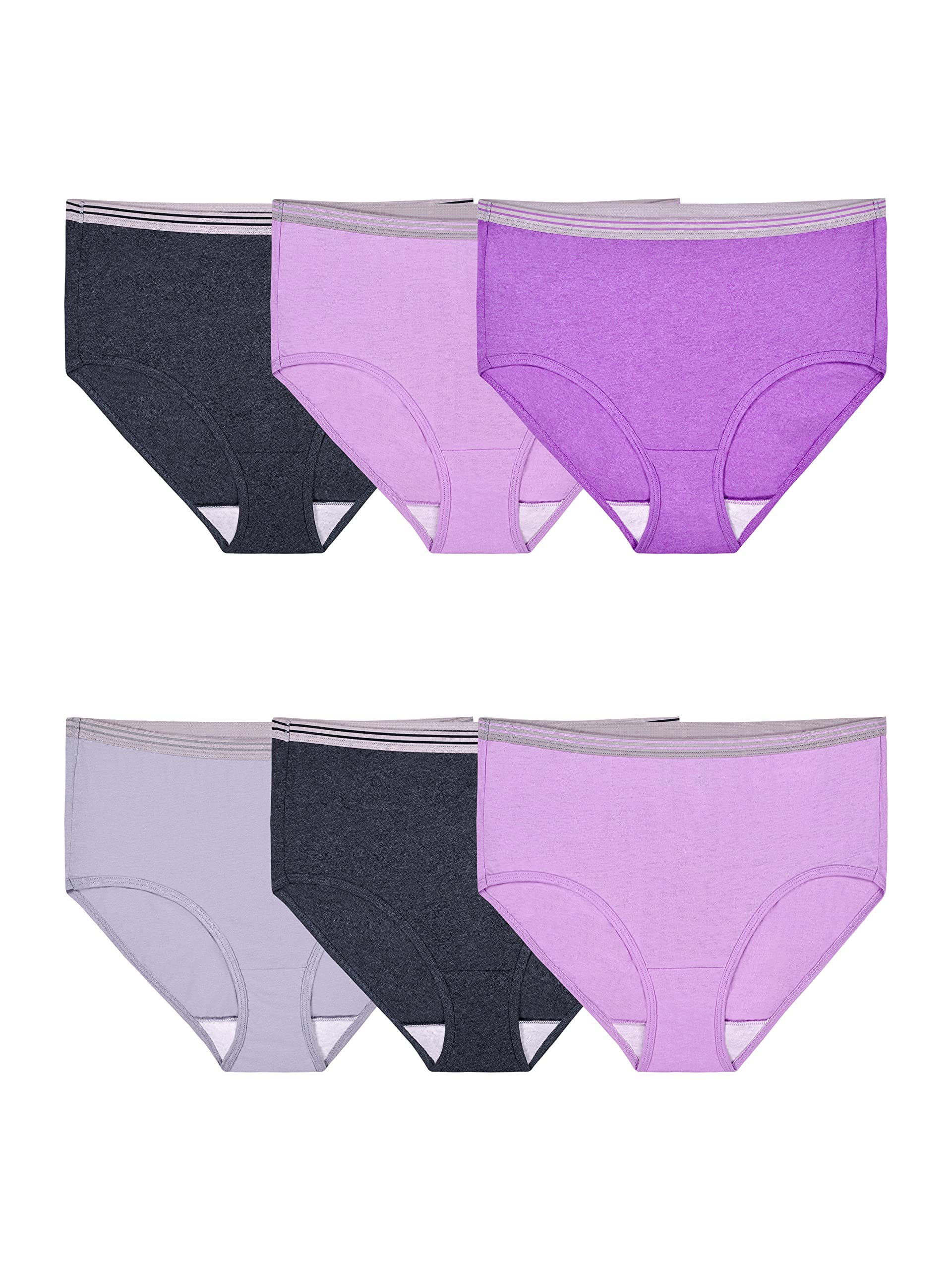 Fruit of the Loom Womens Cotton Blend Brief, 6 Pack-Colors May Vary, 8