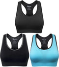 BAOMOSI Womens Seamless Racerback Sports Bra High Impact Support Yoga Gym Workout Fitness Black Blue Grey M