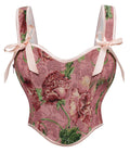 Victorian Floral Corset Top Sweetheart Neckline Renaissance Costume Women Pink Size 6