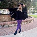 Nylon Stripe Tights O/S Black/