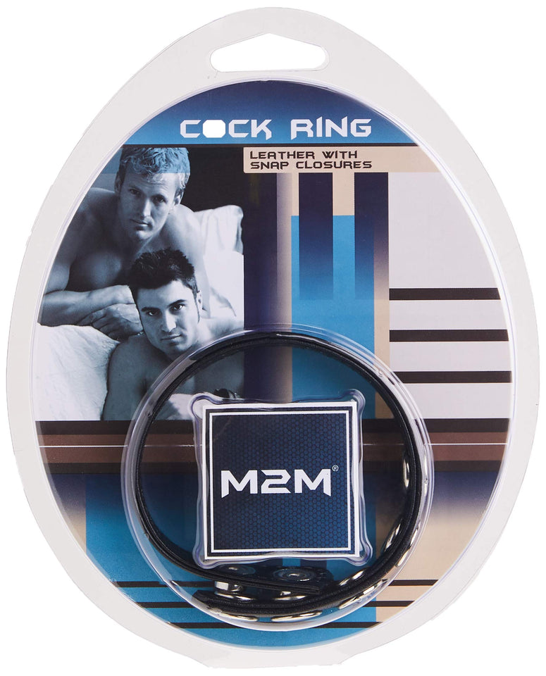 M2M Cock Ring Leather 5 Snaps Black