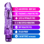 Blush Wild Ride - 9" Long Soft Large 2" Thick Realistic Vibrating Dildo - Multi Speed Powerful Vibrator - Ipx7 Waterproof - Body Safe - Adult Pleasure Sex Toy For Women Men Couples - Clear Purple