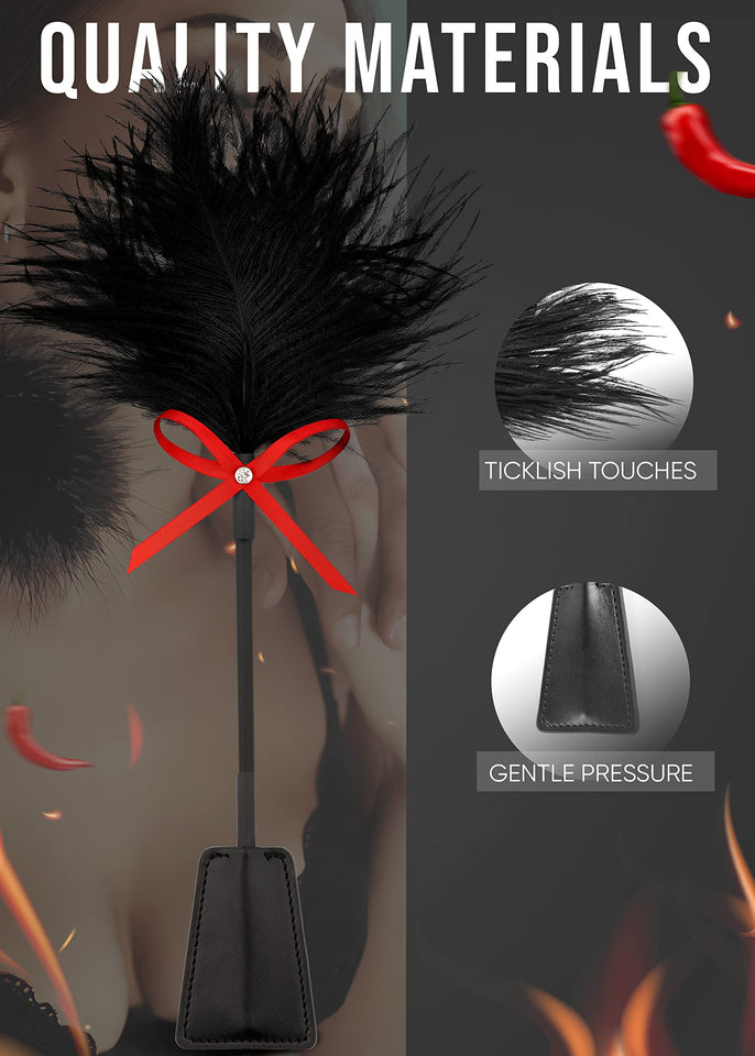 MALINERO Whip BDSM Sex Set Feather Tickler Sex Whip Adult Spanking French Tickler Whip for Sex Play BDSM Flogger Paddle Kit