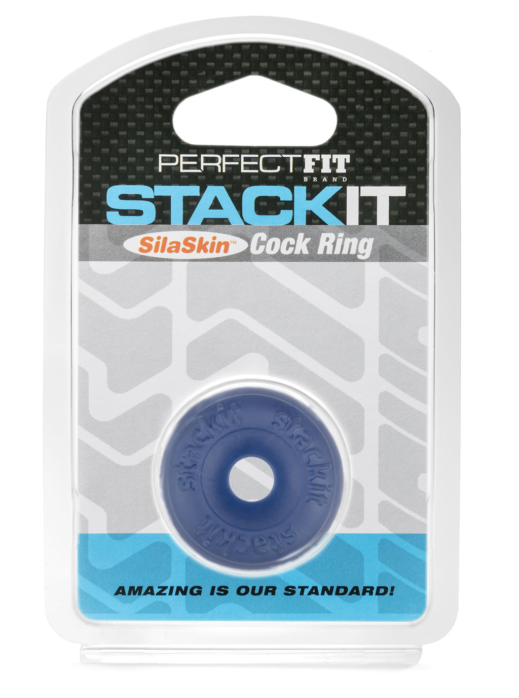 Perfect Fit Stackit Cock Ring, Stackable, Silaskin(Tm), Stretchy, Comfortable, Snug Fit, Blue