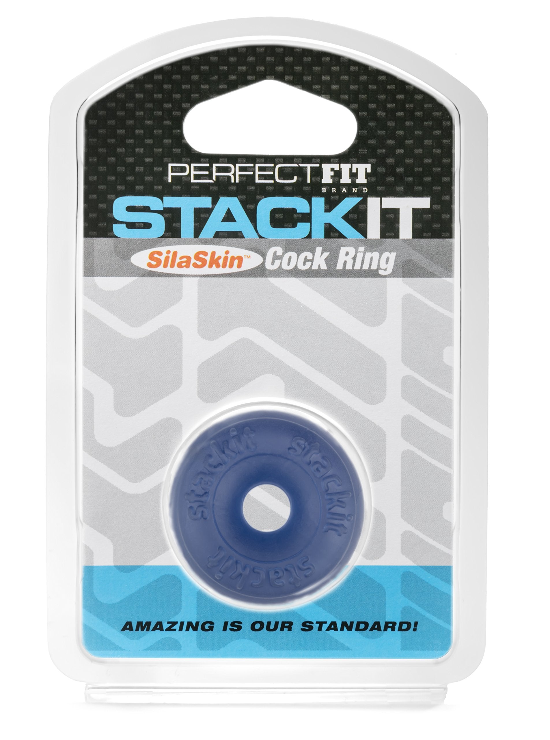 Perfect Fit Stackit Cock Ring, Stackable, Silaskin(Tm), Stretchy, Comfortable, Snug Fit, Blue
