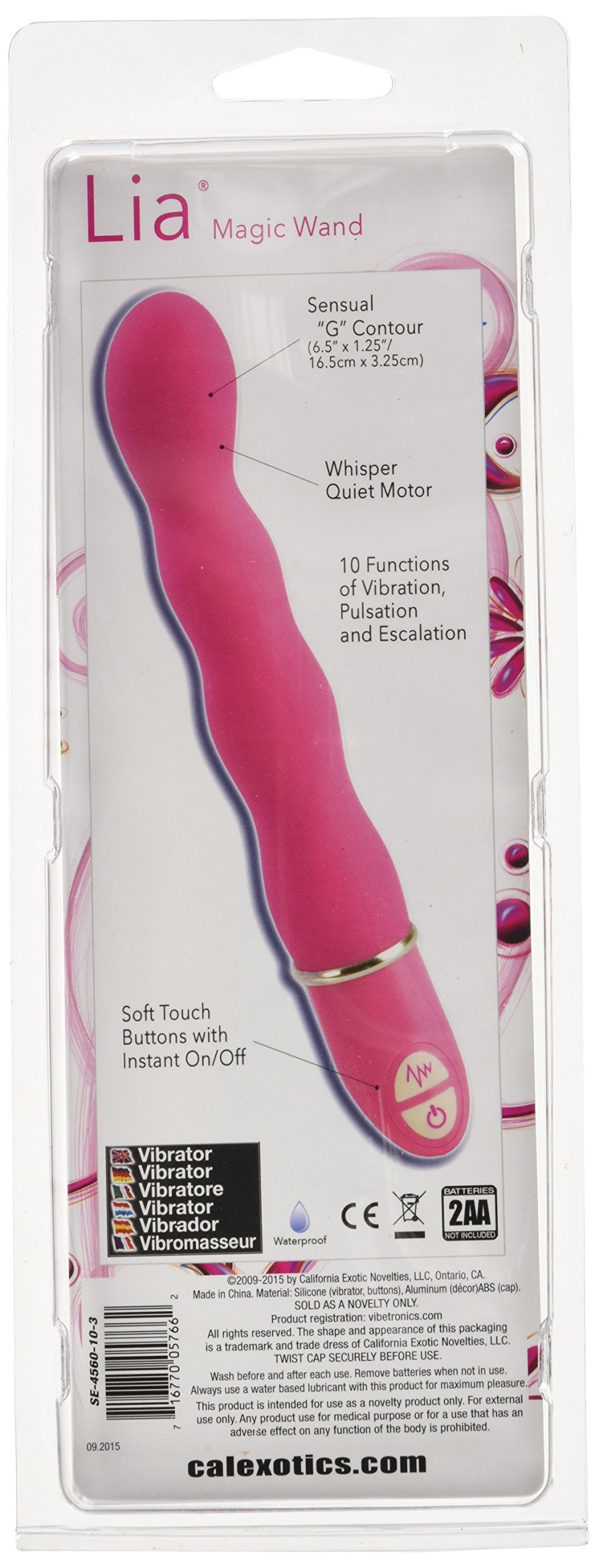 Calexotics Lia 10-Function Waterproof Silicone G Contour Magic Vibe Vibrator Massager - Pink