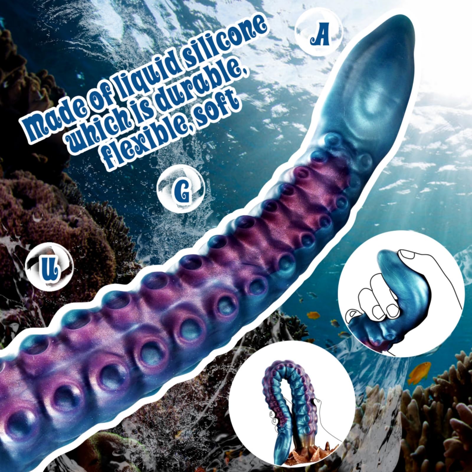 Anal Tentacle Dildo Adult Sex Toys, 22.8 '' Realistic Anal Dildo with Strong Suction Cup, Silicone Dildo Anal Plug for G Spot &