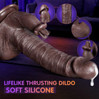 JNHHX Thrusting Dildo Vibrator Sex Toys - 5-in-1 Silicone Suction Cup Black Dildo with 10 Thrusting, 10 Vibration & Heating Lick