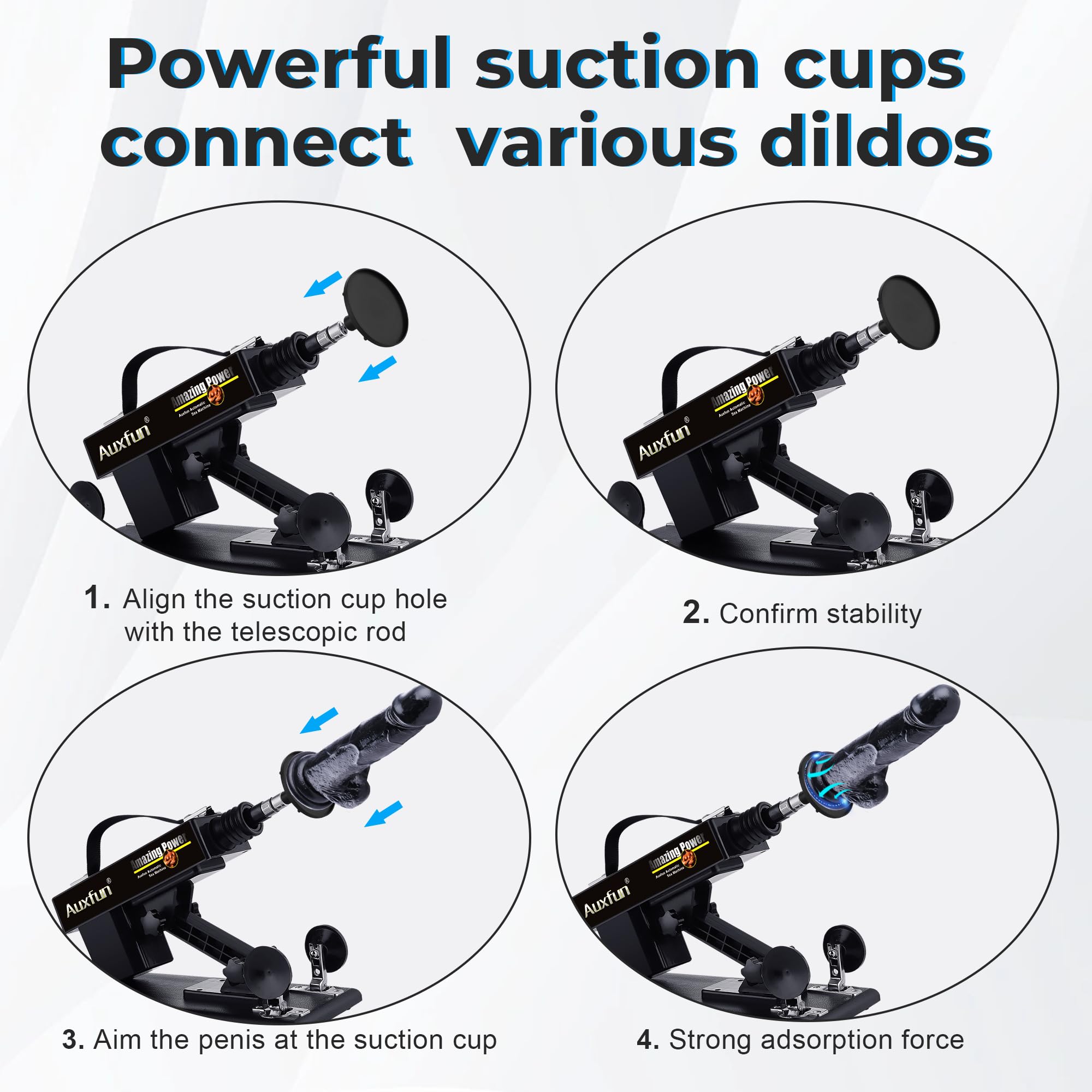 AUXFUN Sex Machine Love Machine Fuck Machine with Suction Cup Adapter,Automatic Dildo Machine Thrusting Machine with 3 XLR Conne