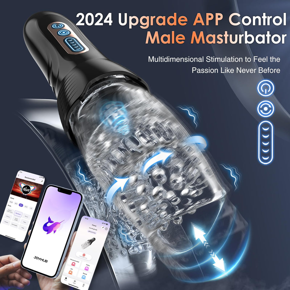Automatic Male Masturbator Sex Toys, Uoffile Male Sex Toy with 5 Thrusting & Rotating & 10 Vibrating Modes, Adult Toys Men Mastu